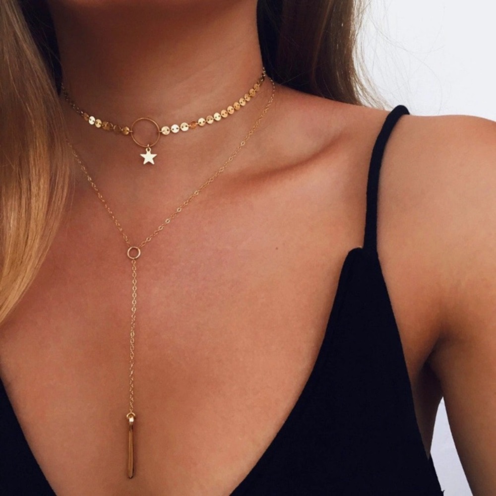 Nasty Gal Gold Star Layered Necklace